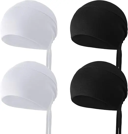 JenPen 4 Pcs Hijab Scarves for Women Hijab Undercap with Tie Adjustable Islamic Muslim Undercap (Black and White) image 1