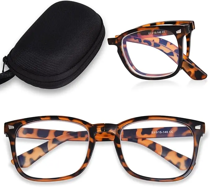 OPTOFENDY Folding Reading Glasses for Women Men, Portable Blue Light Blocking Glasses Readers with Zipper Case image 1