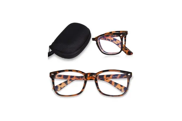 OPTOFENDY Folding Reading Glasses for Women Men, Portable Blue Light Blocking Glasses Readers with Zipper Case image