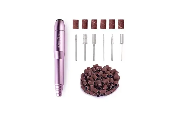MelodySusie Portable Electric Nail Drill,PC120B Compact Efile Electrical Professional Nail File Kit for Acrylic, Gel Nails, Manicure Pedicure Polishing Shape Tools Design for Home Salon Use, Purple image