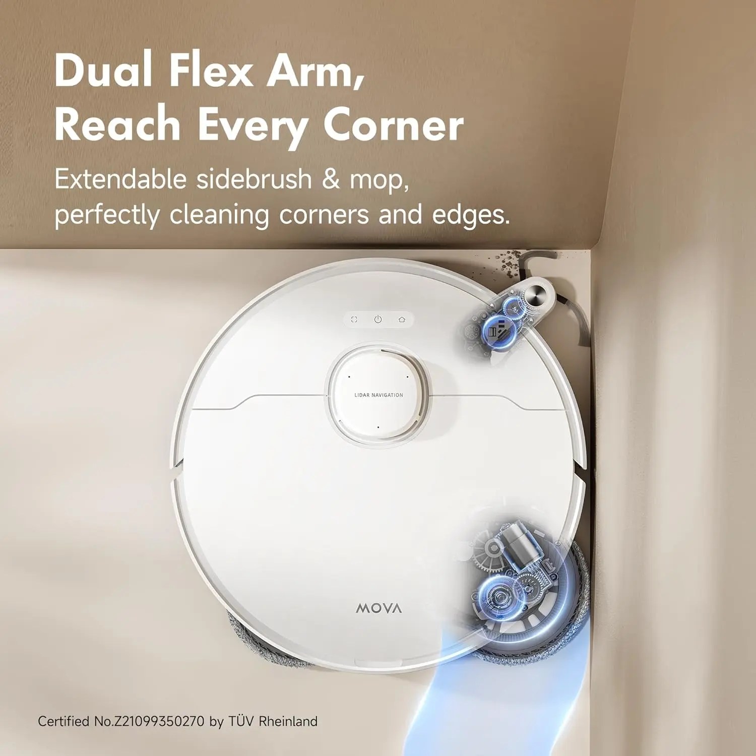 MOVA P10 Pro Ultra Robot Vacuum and Mop 13,000Pa Suction, 140°F Hot Water Auto Mop Washing & Drying, Dual Spinning Extenable Mop,10.5mm Lifting for Carpet, 360°Obstacle Avoidance, App Control image 5