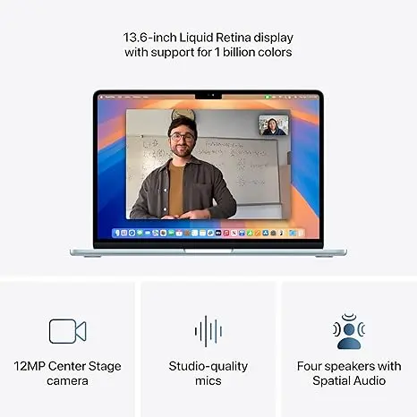 Apple 2025 MacBook Air 13-inch Laptop with M4 chip: Built for Apple Intelligence, 13.6-inch Liquid Retina Display, 16GB Unified Memory, 256GB SSD Storage, 12MP Center Stage Camera, Touch ID; Sky Blue image 4