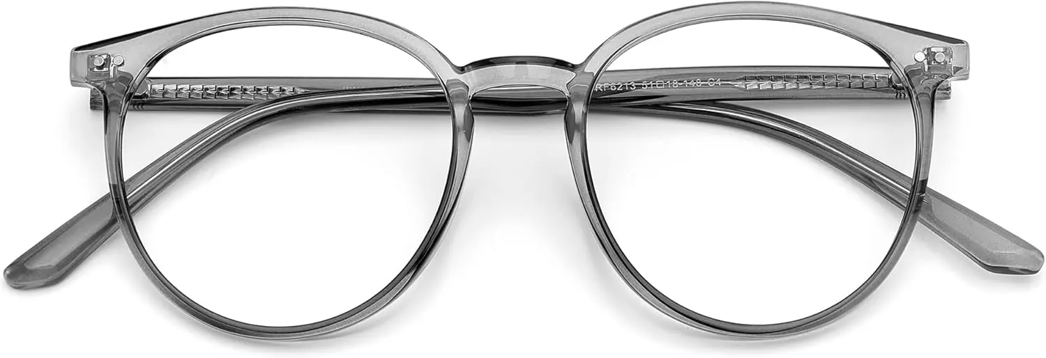 Blue Light Blocking Glasses for Women and Men, Round Frame Computer Gaming Anti Eyestrain & UV Glare RF6213 (Smoke Grey) image 1