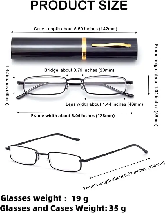 HIGHLIKE Slim Pocket Reading Glasses Men Women, Compact Readers Super Clear Lens, Spring Hinge Metal Frame Eyeglasses image 4