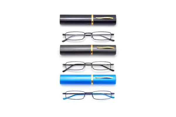 HIGHLIKE Slim Pocket Reading Glasses Men Women, Compact Readers Super Clear Lens, Spring Hinge Metal Frame Eyeglasses image
