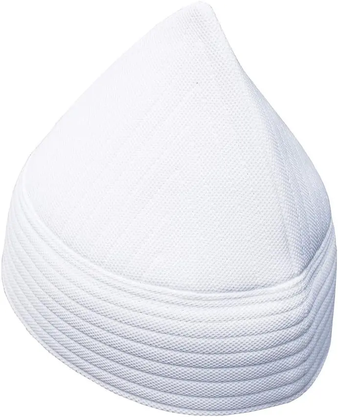 White Semi-Rigid Soft Handcrafted Tall Naqshbandi Tariqah Sufi Muslim Nakshibendi Kufi Hat (L) image