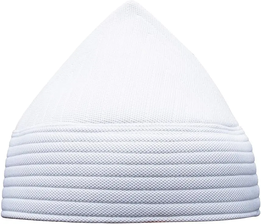 White Semi-Rigid Soft Handcrafted Tall Naqshbandi Tariqah Sufi Muslim Nakshibendi Kufi Hat (L) image 2