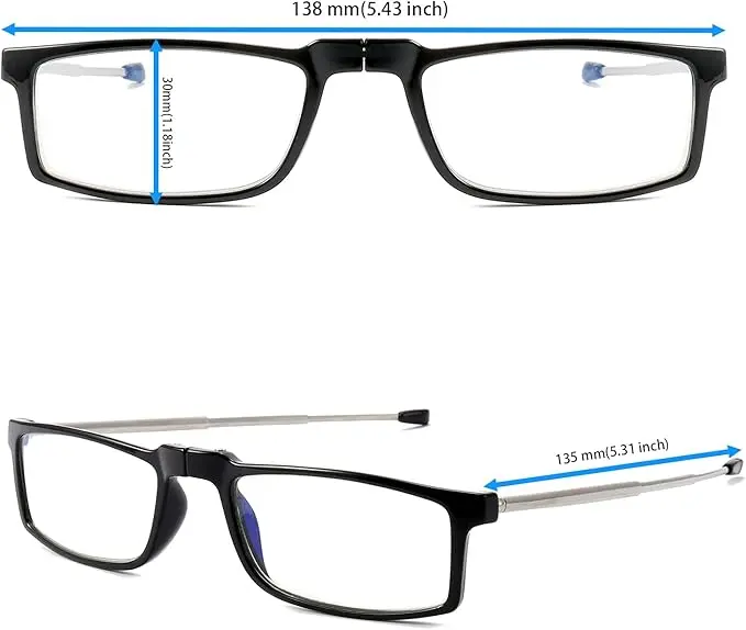 Reading Glasses for Women Men, Keychain Bags Compact Folding Readers, Clear Lens Blue light Glasses Spring Hinge image 4