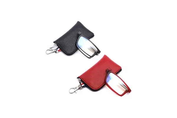 Reading Glasses for Women Men, Keychain Bags Compact Folding Readers, Clear Lens Blue light Glasses Spring Hinge image