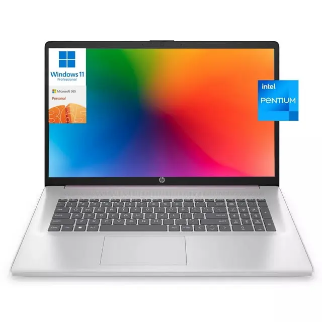 HP 17 17.3" HD+ Touchscreen Business Laptop Computer, Intel Pentium N5030, 16GB RAM, 1TB SSD, 1-Year Office 365, Long Battery Life, Wi-Fi 5, Bt 5, HDMI,Silver image 1
