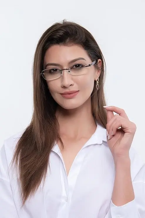 HIGHLIKE Rimless Reading Glasses, Spring Hinge Readers, Diamond Cut Edge Design Blue Light Glasses image 3