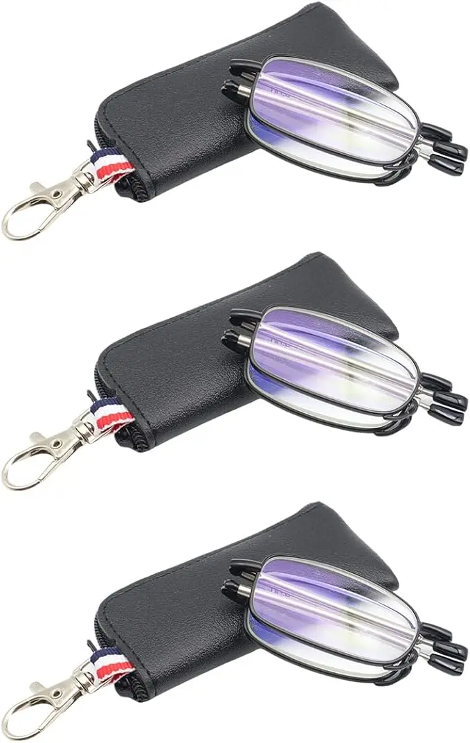 Folding Reading Glasses for Men Women Blue Light Blocking Readers with Keychain Compact Bags image 1