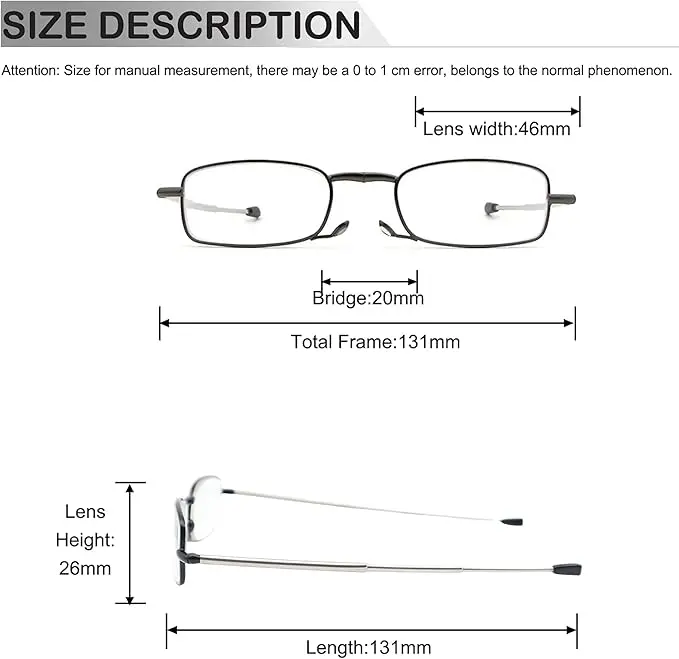 Folding Reading Glasses for Men Women Blue Light Blocking Readers with Keychain Compact Bags image 4