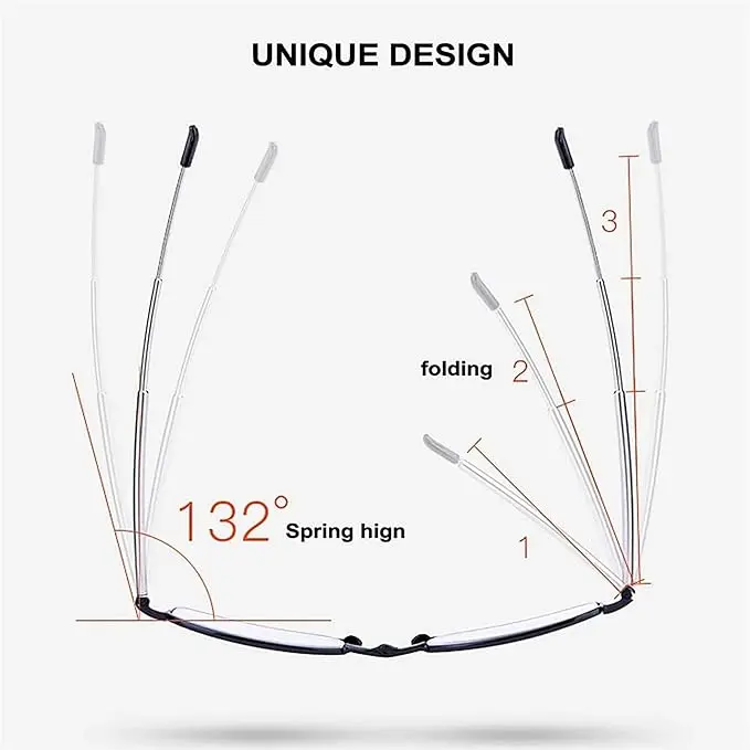 Folding Reading Glasses for Men Women Blue Light Blocking Readers with Keychain Compact Bags image 5