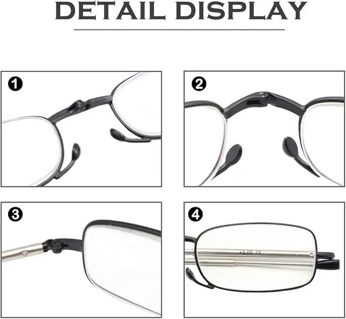 Folding Reading Glasses for Men Women Blue Light Blocking Readers with Keychain Compact Bags image 6