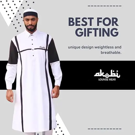 Men’s Thobe – Urban Printed Thobe for Men - Long Sleeve Islamic Robe - Kaftan for Eid, Prayer, Ramadan & Casual Outfits image 4