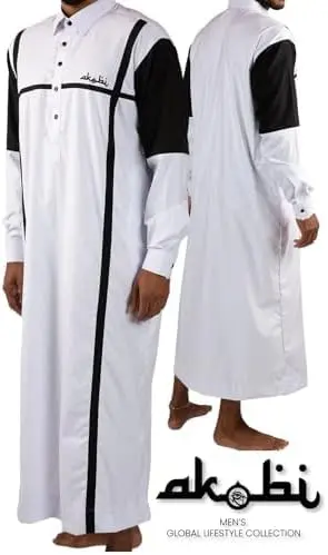 Men’s Thobe – Urban Printed Thobe for Men - Long Sleeve Islamic Robe - Kaftan for Eid, Prayer, Ramadan & Casual Outfits image 5