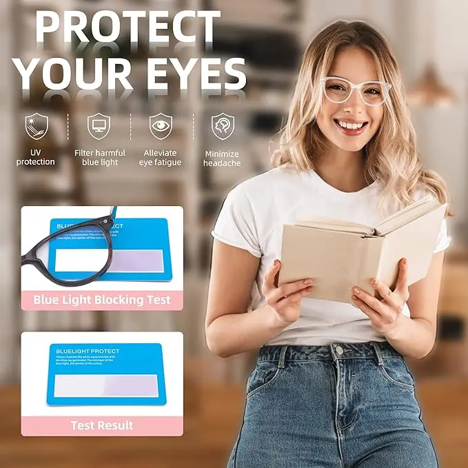 3 Pack Progressive Multifocus Reading Glasses for Women Blue Light Multifocal Transition Readers with Spring Hinge image 6