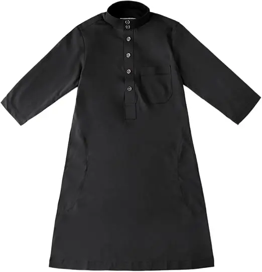 IDOPIP Muslim Thobe for Boys Kids Long Sleeve Islamic Arabic Kaftan Robe Middle East Dubai Prayer Dress Clothes with Pockets image 6