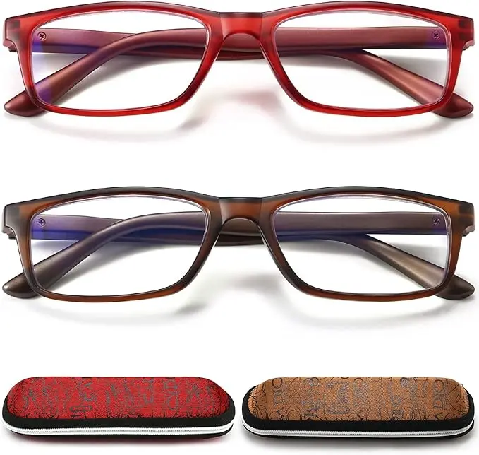 Reading Glasses Blue Light Blocking for Men Women,Rectangular Frame Computer Readers with Spring Hinge image 1
