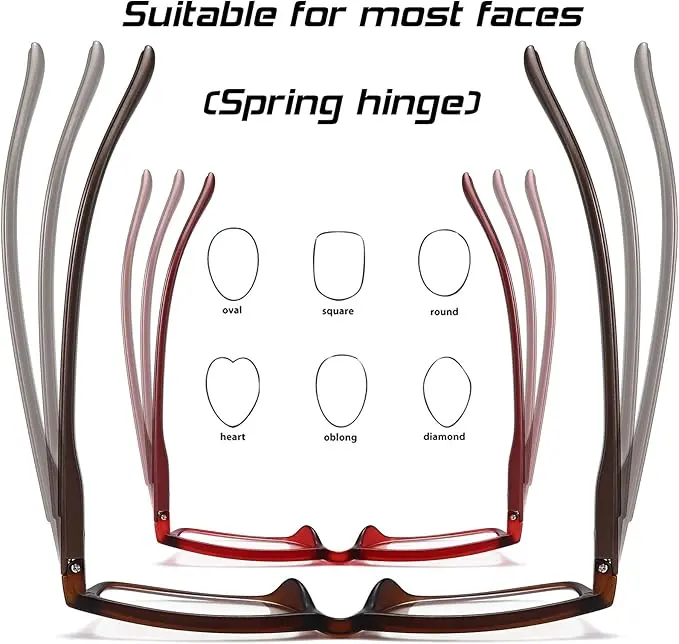 Reading Glasses Blue Light Blocking for Men Women,Rectangular Frame Computer Readers with Spring Hinge image 6