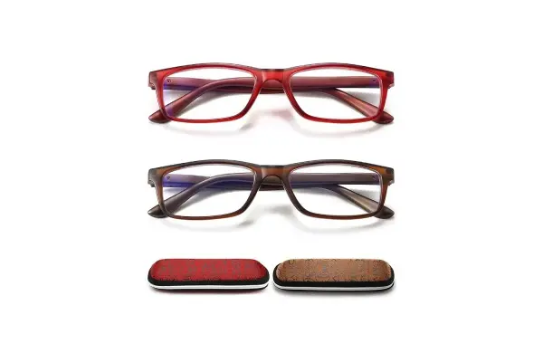 Reading Glasses Blue Light Blocking for Men Women,Rectangular Frame Computer Readers with Spring Hinge image