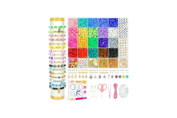 Dowsabel Clay Beads Bracelet Making Kit for Beginner, 5000 Pcs Preppy Polymer Clay Beads with Charms Kit for Jewelry Making, DIY Arts and Crafts Birthday Gifts Toys for Kids Age 6-13 image