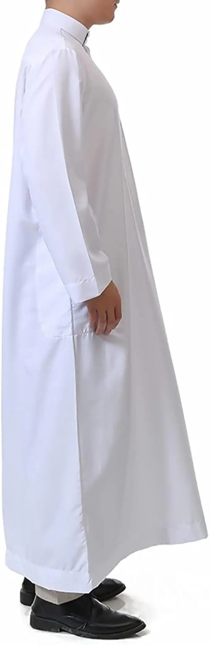 Men's Saudi Arabic Thobe Jubba Dishdasha Long Sleeve Robe Ramadan Muslim Dress Middle East Islamic Clothing image 5