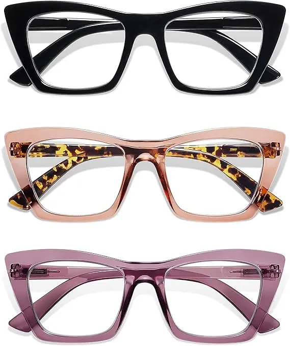AMOMOMA Oversized Reading Glasses for Women,Trendy Cat eye Blue Light Computer Reader AM6028 image 6