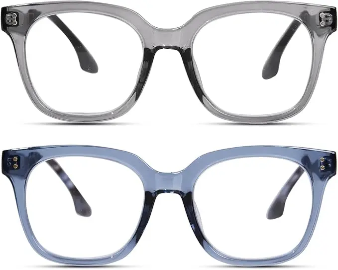 Oversized Reading Glasses for Women Men Large Frame Sqaure Blue Light Blocking Computer Readers Spring Hinge image 1