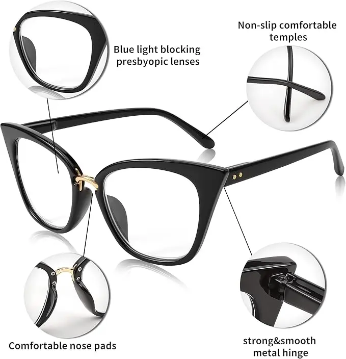 FEISEDY Women Oversized Cat Eye Reading Glasses Fashion Frame Readers B4072 image 4