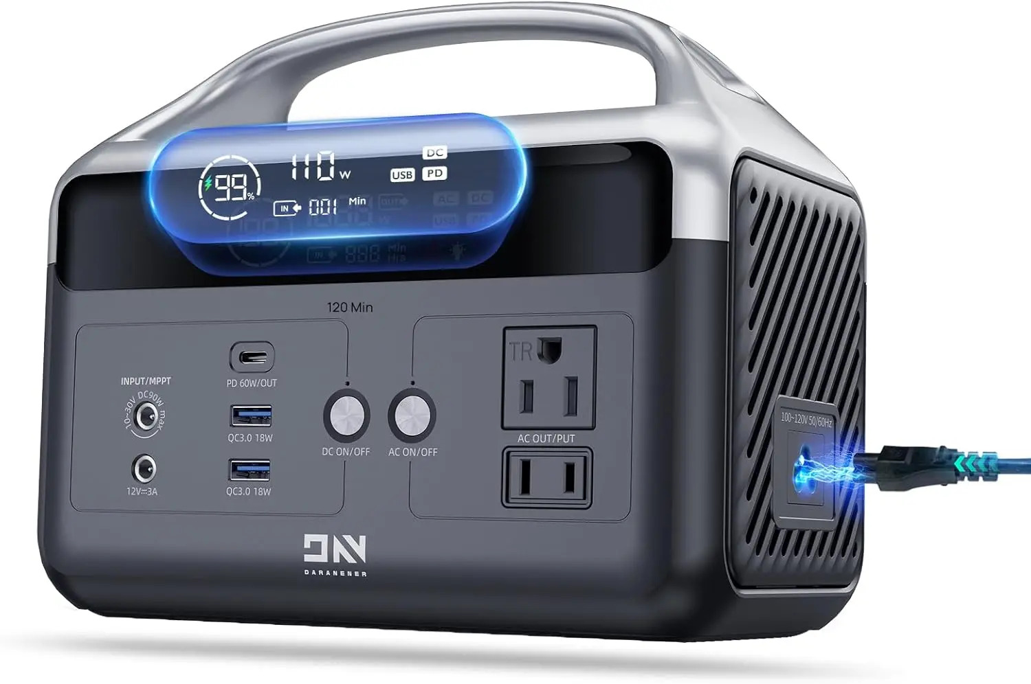 Portable Power Station 56000mAh, 179.2Wh LiFePO4 Battery Backup w/ 2 300W (Peak 600W) AC Outlets, 1.5hrs Fast Charging, Power Bank for Hurricane Emergency/Outdoor Camping/RVs/Home Use Image