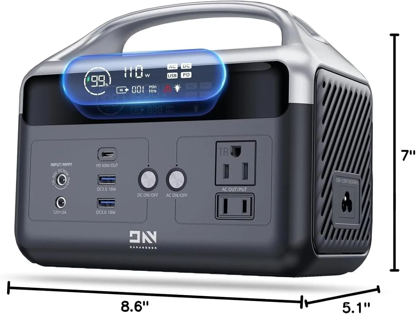 Portable Power Station 56000mAh, 179.2Wh LiFePO4 Battery Backup w/ 2 300W (Peak 600W) AC Outlets, 1.5hrs Fast Charging, Power Bank for Hurricane Emergency/Outdoor Camping/RVs/Home Use image 2