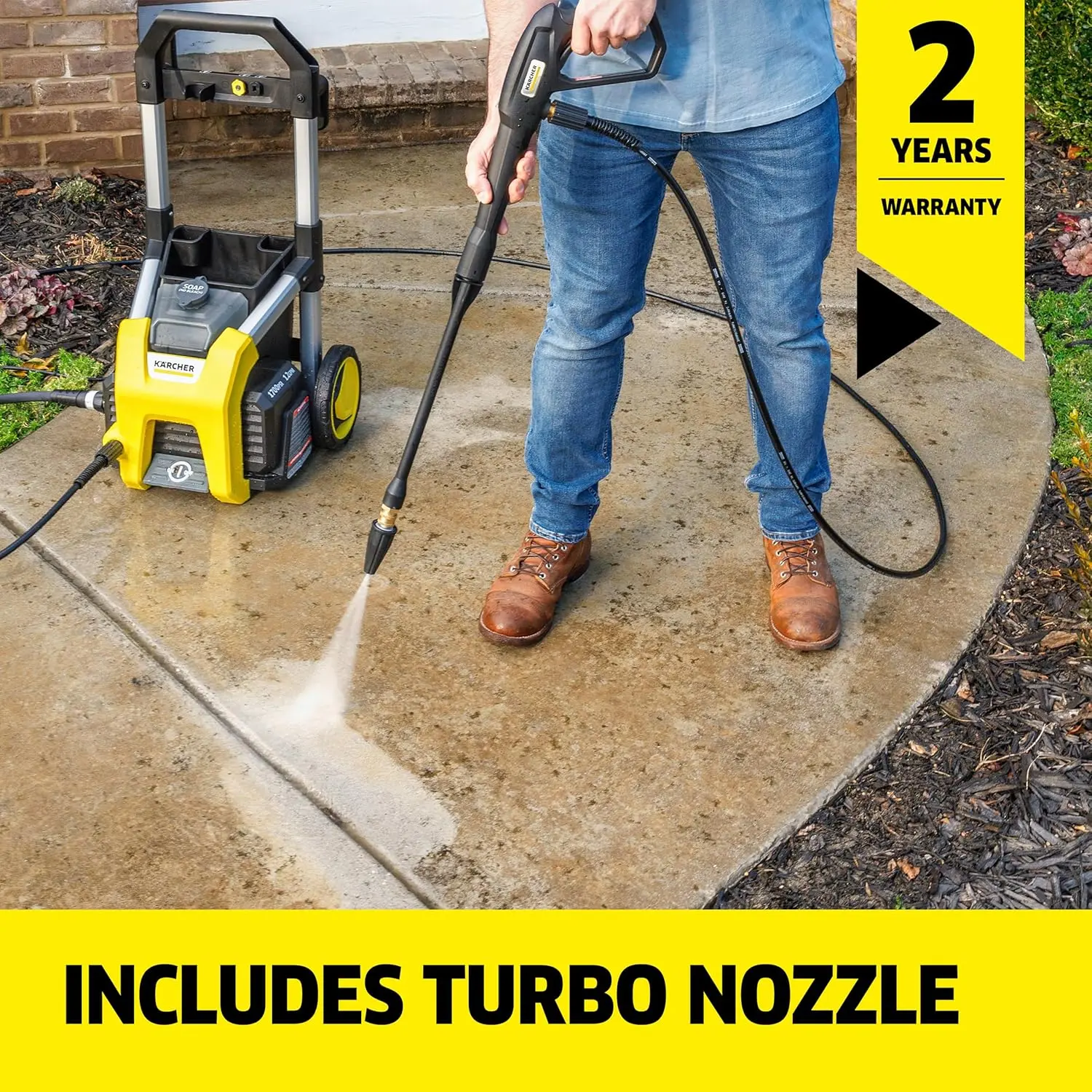 Kärcher Pressure Washer K1700, CETA Certified, 3 Spray Nozzles, Detergent Tank, for Cars, Driveways, Siding, Patios, 1.2 max. GPM image 6