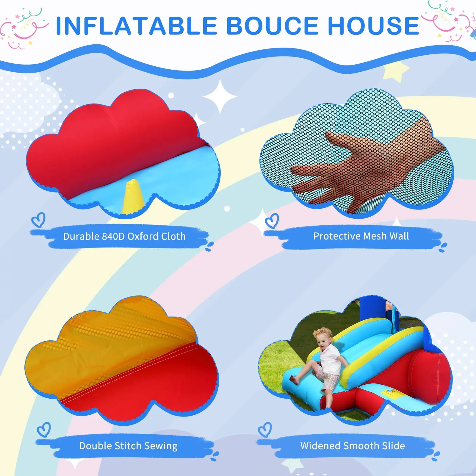Ktaxon Inflatable Bounce House with Blower for Kids 3+, Indoor & Outdoor Bouncy Castle with Slide, Perfect for Birthday Parties, Backyard, Lawn image 10