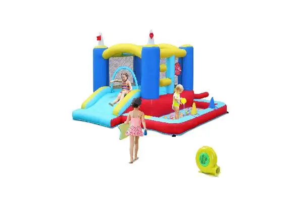 Ktaxon Inflatable Bounce House with Blower for Kids 3+, Indoor & Outdoor Bouncy Castle with Slide, Perfect for Birthday Parties, Backyard, Lawn image