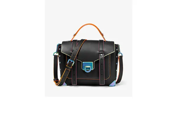 Manhattan Medium Contrast-Trim Leather Satchel image