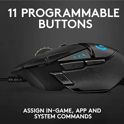Logitech G502 HERO High Performance Wired Gaming Mouse, HERO 25K Sensor, 25,600 DPI, RGB, Adjustable Weights, 11 Programmable Buttons, On-Board Memory, PC / Mac image 4