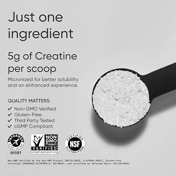 Sports Research Creatine Monohydrate - Gain Lean Muscle, Improve Performance and Strength and Support Workout Recovery - 5 g Micronized Creatine - 1.1LBS image 4