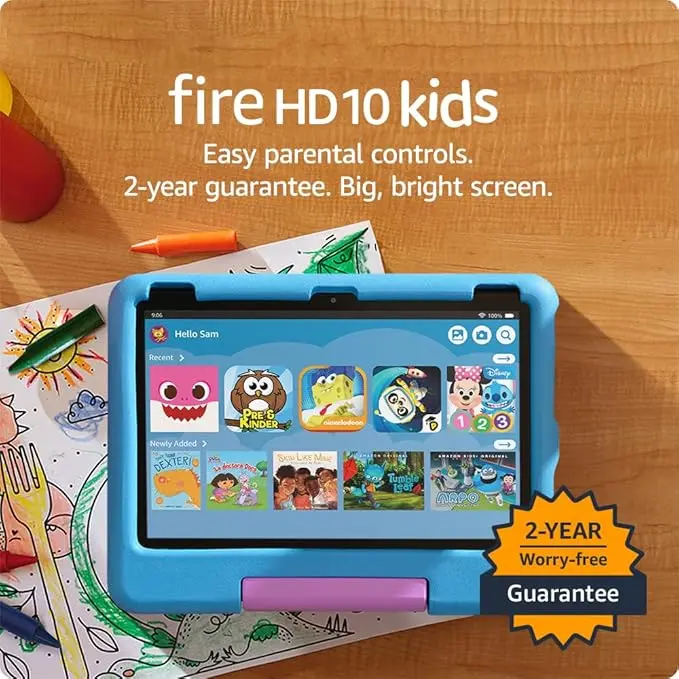 Amazon Fire HD 10 Kids tablet (newest model) ages 3-7 | Bright 10.1" HD screen with included ad-free and exclusive content, robust parental controls, 13-hr battery, 32 GB, Blue image
