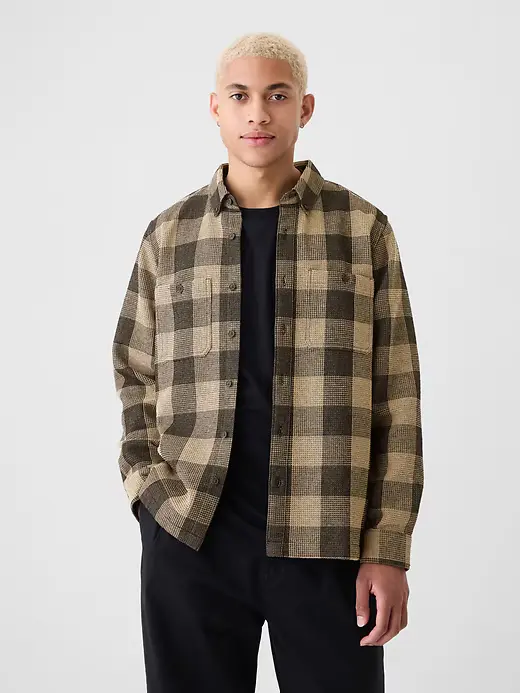 Waffle-Knit Flannel Shirt image 2