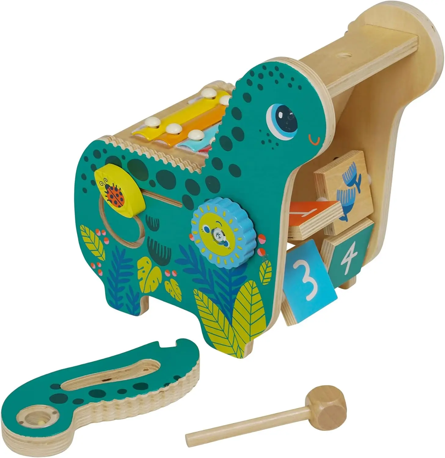 Manhattan Toy Wooden Dinosaur Toddler and Preschool Musical Instrument and Activity Toy with Xylophone, Sawtooth Ridges and Solo Mallet image 4