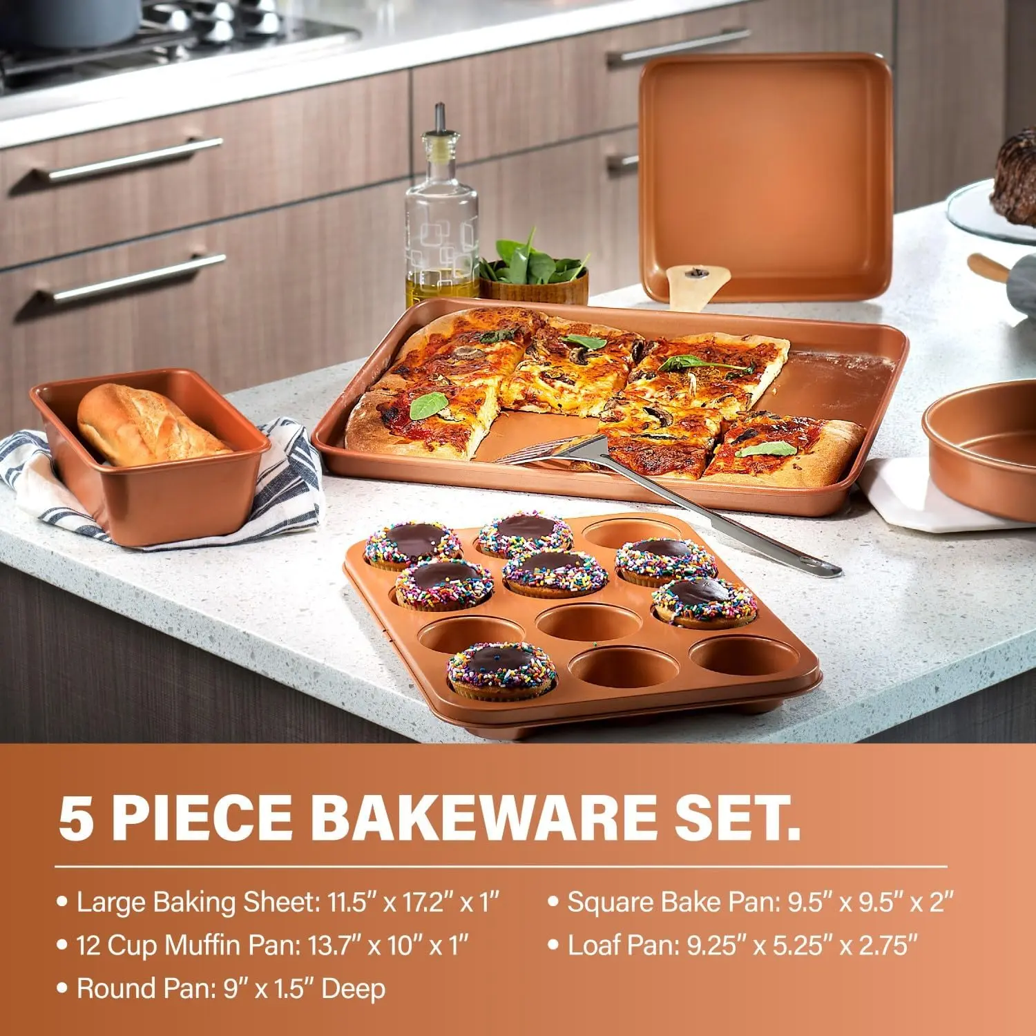 Hammered Ceramic Cookware Set – 15 Pcs – Deep Copper image 5