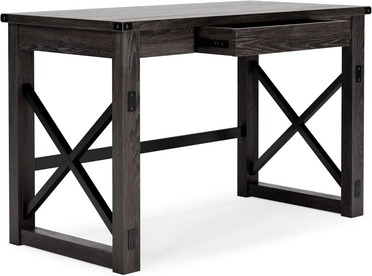 Signature Design by Ashley Freedan Rustic Farmhouse Home Office Desk, Dark Gray image 3