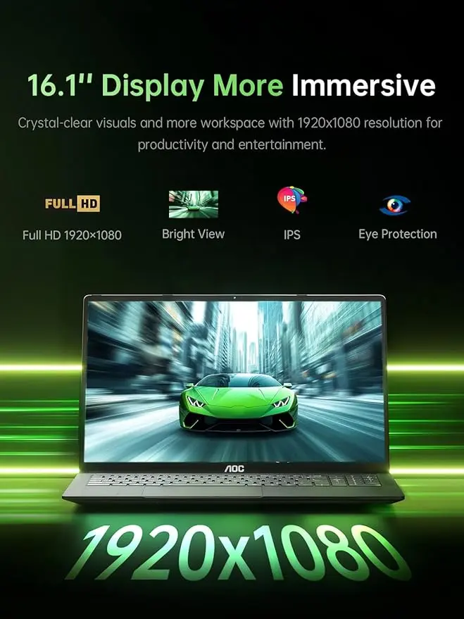 2025 16.1 Laptop Computer AMD Ryzen 7 5700U (8C/16T, Up to 4.3GHz) Radeon RX Vega 8 Graphics Laptop 16GB RAM 512GB NVMe SSD, Windows 11, FHD Display, WiFi 6, 53Wh Battery, HDMI, Webcam, Backlit KB image 3