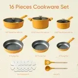 Carote 16pc Nonstick Cookware Set Lemon Drop image 6