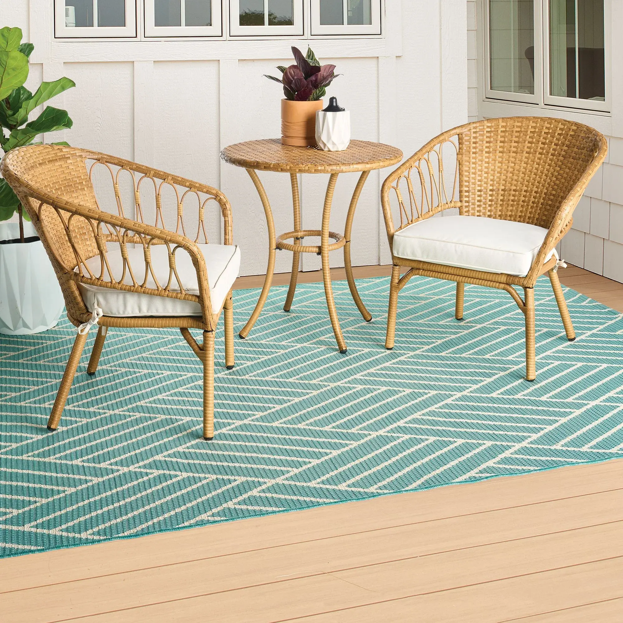 Better Homes & Gardens Willow Sage 3-Piece Outdoor Wicker Bistro Set, Beige image