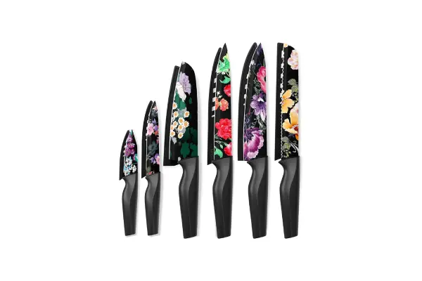 Astercook Knife Set, 12-Piece Flower Kitchen Knives Sets with Blade Guards, Dishwasher Safe, German High Carbon Stainless Steel, Perfect Gifts for Kitchen image