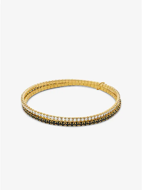 Precious Metal-Plated Brass Double Wrap Tennis Bracelet image 1