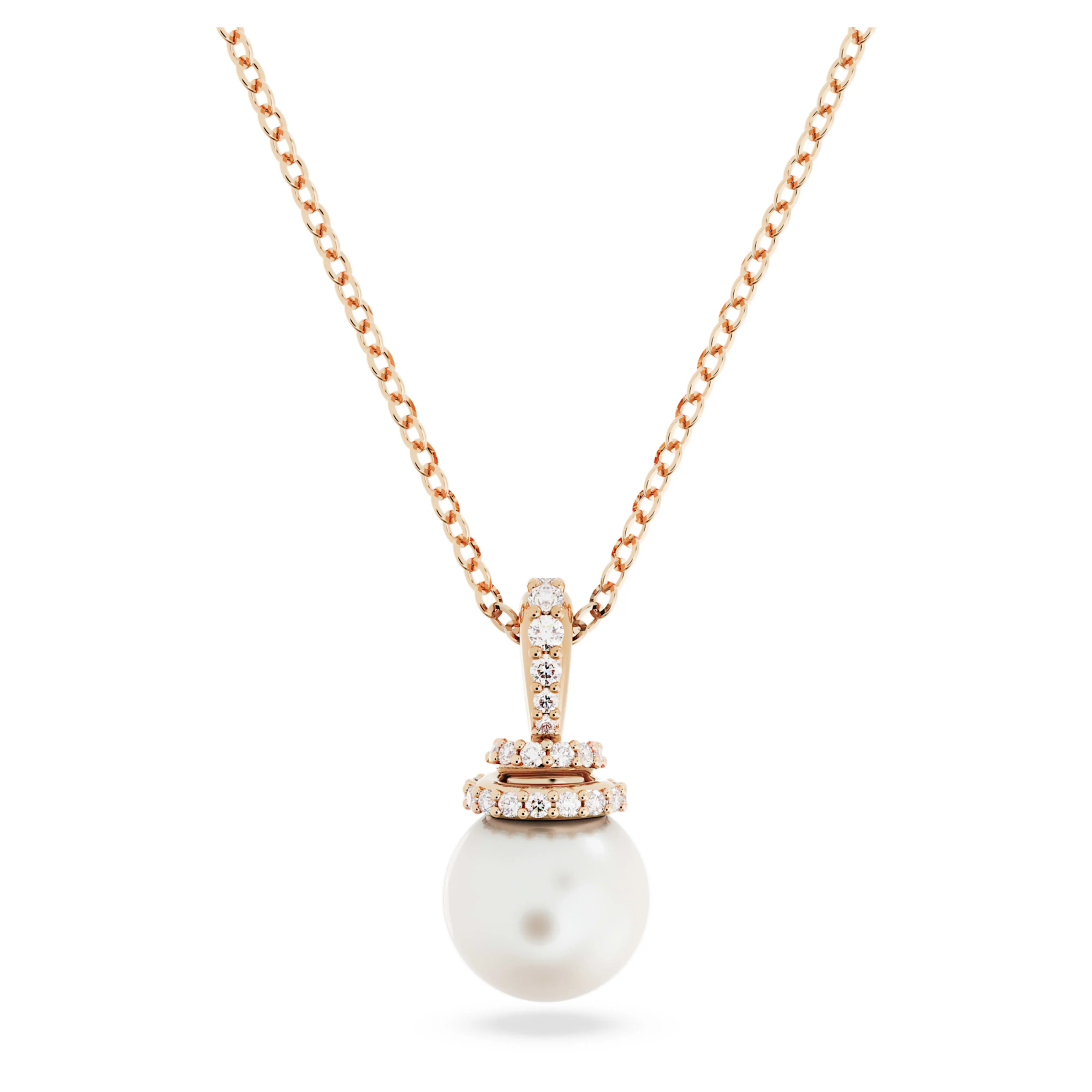 Original Pendant Crystal pearl, White, Rose gold-tone plated image 5